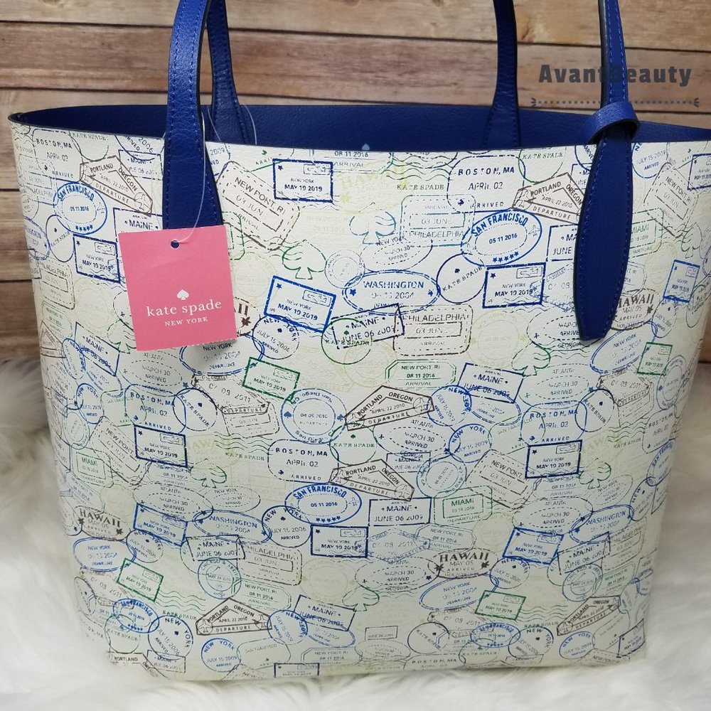 Kate Spade Large Reversible Tote Off The Grid Blue - Picture 8 of 16